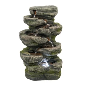 Cascading Rock Tabletop Fountain with LED Light