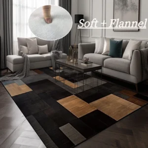 Black Brown Geometry Carpets for Living Room