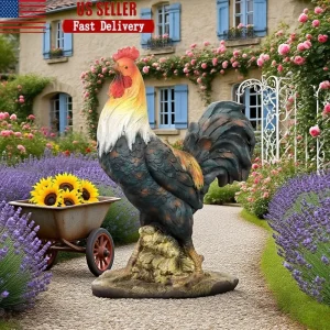 Life Sized Rooster Garden Statue